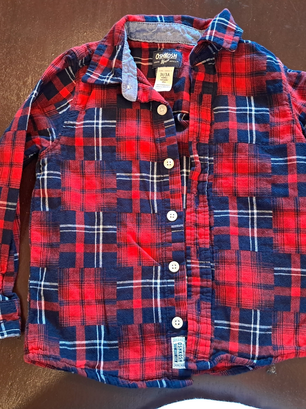 OshKosh Red and Navy Plaid Button-Down Shirt